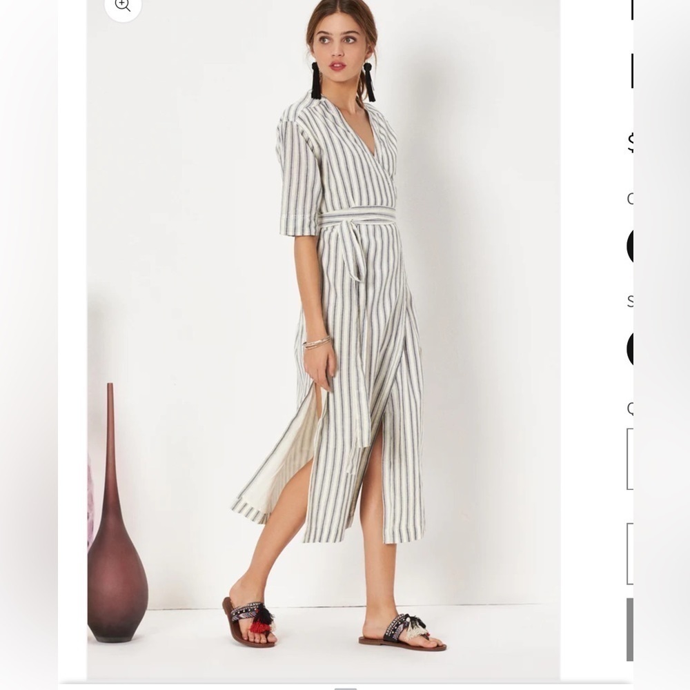 Tularosa Maddy Wrap Dress In Navy Stripe Medium D71